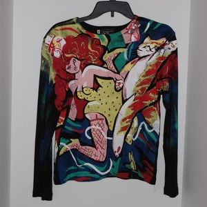 Vintage Michael Leu Hello Broadway Painted Sweater